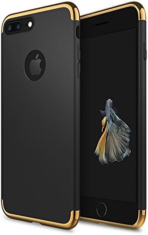 iPhone 8 Plus Case, idutou 3-in-1 Sleek Thin and Slim Fit Shell Hard cover with 3 Detachable Parts for Apple iPhone 8+ CHROME GOLD and MATTE BLACK (5.5 Inches) 2017 (black and gold)
