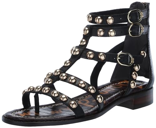 Sam Edelman Estella Gladiator Sandal Black Leather 7.5 Medium
