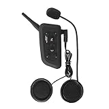 Motorcycle Communication Headset Helmet Bluetooth Dual Intercom Full Clip Speaker Headphone 6 Riders 500m Talk for Skiing, Camping, Hiking, Scooter, Gokart, 4 Wheeler, ATV Vnetphone(1 Pack)