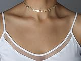 Boosic Chevron and Fishbone Chain Choker Necklace for Women, Golden & Silver