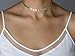 Boosic Adjustable Metal Fishbone Choker Necklace With Imitation-Pearls For Women Gold Tone
