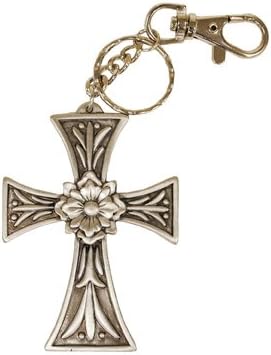 Cross with Flower Key Chain
