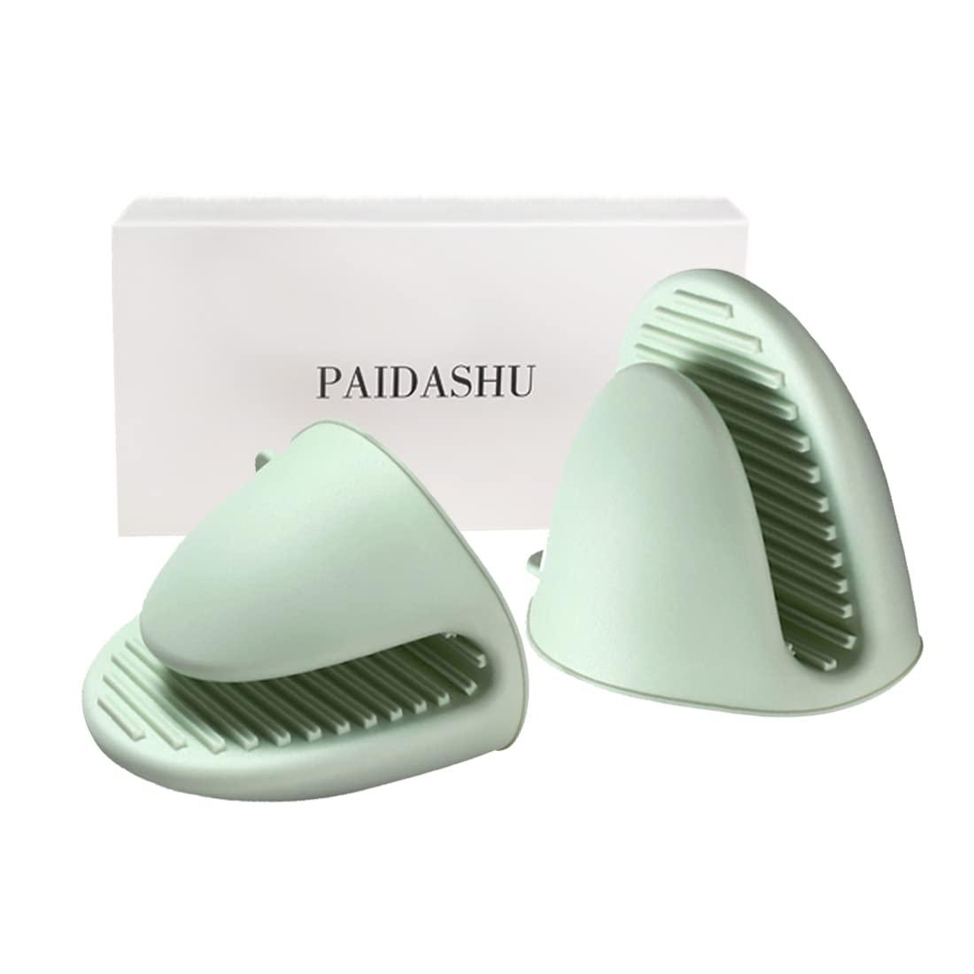 Oven Glove Thicken Silicone Pot Holder Mini Oven Mitt Heat Resistant Pinch Covers for Baking, Cooking, Bbq Grilling (Green)