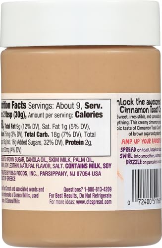 CINNAMON TOAST CRUNCH CREAMY CINNAMON SPREAD, 10 OUNCE