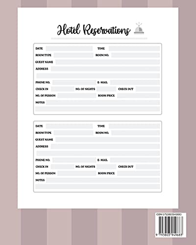Hotel Reservation Book: Booking Keeping Ledger, Reservation Book, Hotel Guest Book Template, Reservation Paper 1
