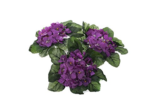 Factory Direct CraftPurple African Violet Artificial Silk Flower Bushes from Pack of 6 Individual Artificial Polysilk Violet Flowers