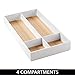 mDesign Stackable Makeup Organizer for Bathroom Drawers, Vanities, Countertops: Organize Makeup Brushes, Eyeshadow Palettes, Lipstick, Blush, Concealer - 4 Sections - White/Light Wood Finish