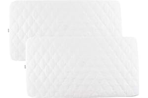Bamuho 2 Pack Waterproof Pack and Play Sheets Fitted Quilted, Breathable Pack and Play Mattress Pad Cover, Thick Pack n Play Mattress Protector for Baby Playpen Playard - 39" x 27", White