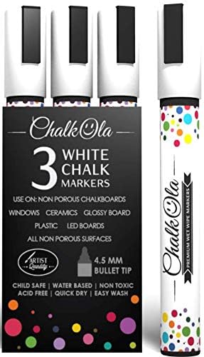 White Chalk Markers White Dry Erase Chalk Pens For Chalkboard Signs Windows Blackboard Glass Bistro 6mm Reversible Tip 3 Pack Amazon Co Uk Kitchen Home