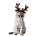 FLAdorepet Dog Elk Reindeer Antler Hat Cap Bling Dog Cat Pet Christmas Costume Outfits Small Dog Headwear Hair Grooming Accessories (S, Red)
