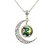 Liumart Handmade Moon Cartoon Pendant Necklace, Cute Crescent Moon Jewelry for Stitch Lovers, Christmas Brithday Friendship Gifts