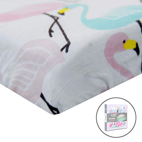 LAT 100% Cotton Muslin Fitted Crib Sheet, 52\