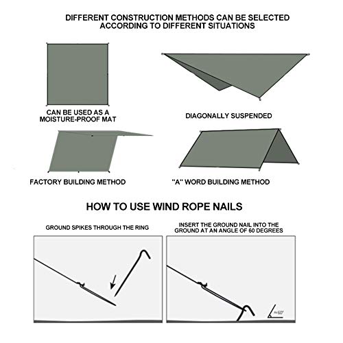 TOPofly 3 m* 3 m waterdichte hangmat regen vliegen tent Tarp voetafdruk camping onderdak gronddoek zonnescherm mat voor… - Image 6