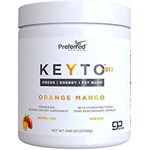 Keto BHB Salts Exogenous Ketones - Beta-Hydroxybutyrate Supplement Powder & Vitamin B12 for Mental Clarity, Weight Loss, Energy and Fat Burn - Orange Mango KEYTO by Preferred Elements