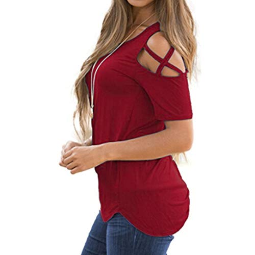UONQD 2019d Women Crew Neck Sleeveless Floral Print Shirt Tops Tee Tanks Camis(XX-Large,y-Wine Red)
