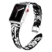 Kaome Leather Band Compatible for Apple Watch Band 40mm 38mm, Slim Elegant Strap, Women Replacement Bands for iWatch Series 4, Series 3, Fashionable Feminine Breathable Slit Floral Design-Pure Jasmine