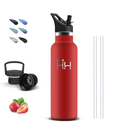 Botella Agua Acero Inoxidable, 500ml Botella Termica, sin BPA, Cantimplora con Pajita, A Prueba de Fugas, Garrafa Termica, Termo de Agua para Oficina, Viajar