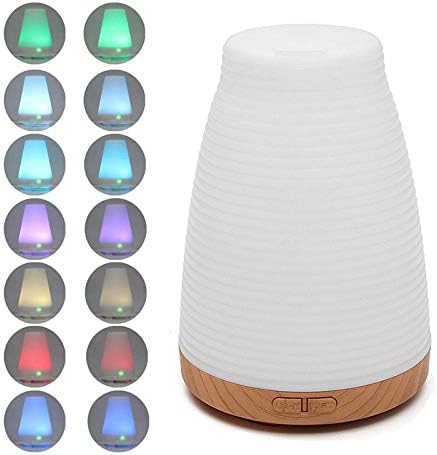 Hokaime Water Mist Humidifier - Air Purification Humidifier Colorful Atmosphere Lights Environmentally Friendly to Relieve Dry Air, Avoid Dry Itchy Skin, Home Atmosphere, Base Wood Grain