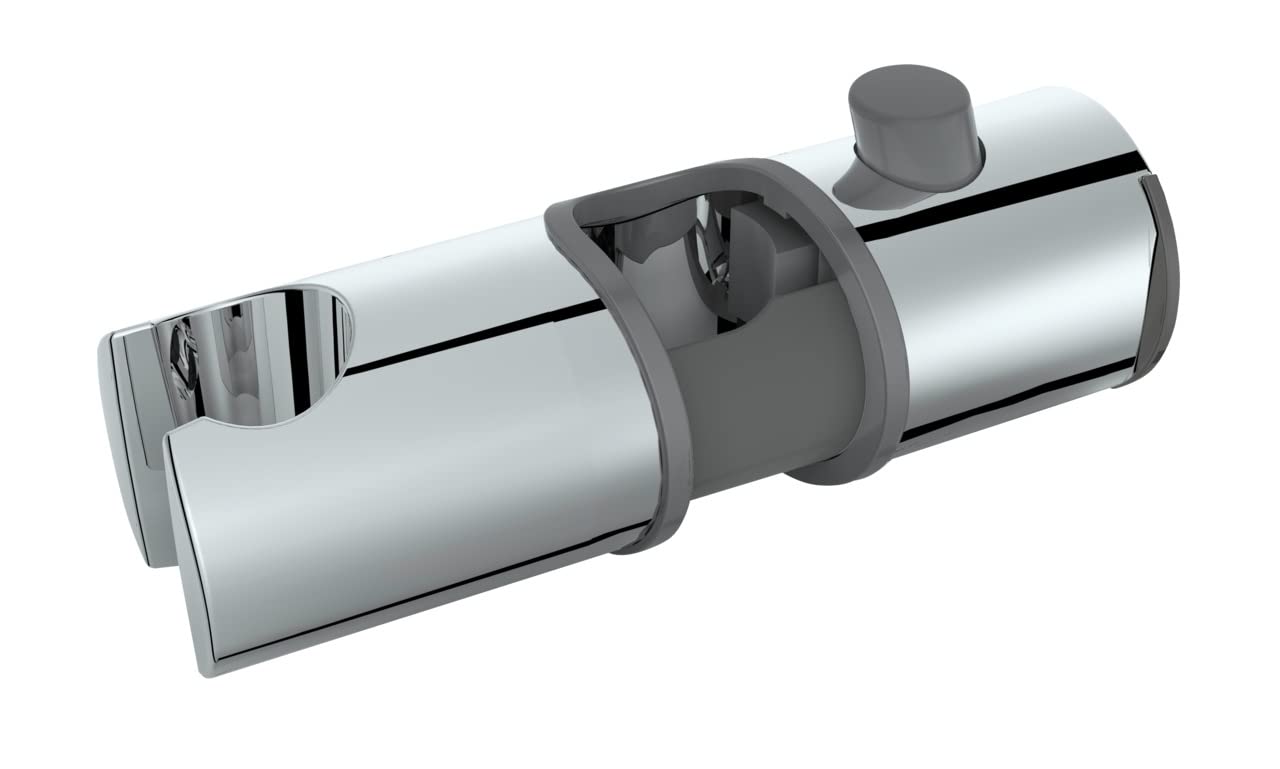 Libertà Shower Glider, 25/24/22 mm Shower Rod Holder, Installation Without Removing The Rod and Without Tools, Made of Plastic (ABS), Easy Height Adjustment, Chrome