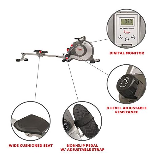Sunny Health & Fitness Magnetic Rowing Machine Rower with LCD Monitor & Extended Slide Rail - SF-RW5515 - Image 4