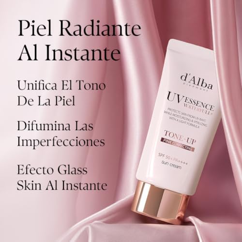 d'alba Loción Solar Tonificante Waterfull SPF50+PA++++ de Trufa Blanca italiana, Crema Solar Teñida con Filtros UV Veganos, Loción Solar Brillante e iluminadora, Skincare Coreano