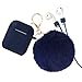 Airpods Case - BlUEWIND Drop Proof Air Pods Protective Pom Pom Keychain Case Cover Silicone Skin for Apple Airpods 2 & 1 Charging Case, Cute Fur Ball Airpods Keychain/Strap (Blue) primary