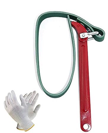 Digital Craft 9Inch Belt Type Oil Filter Wrench Removal Hand Tool Auto Tools Engine Box Oil Fuel Filter Wrenches with Safety Hand Gloves
