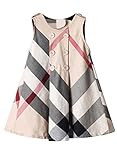 Yinggeli Little Baby Girls Long Sleeve Plaid Checked Princess Dress (2-3 Years, A-Beige)