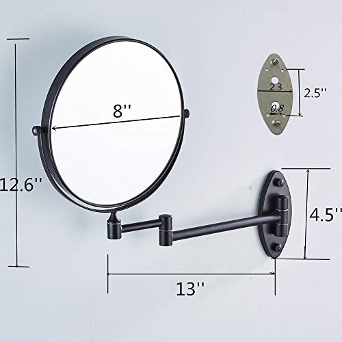 HIHIA Wall Mounted Magnifying Mirror with 10x Magnification, Oil Rubbed