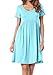 LAINAB Womens Summer O Neck Flowy Loose Casual Short Tunic Dress Sky Blue XXL