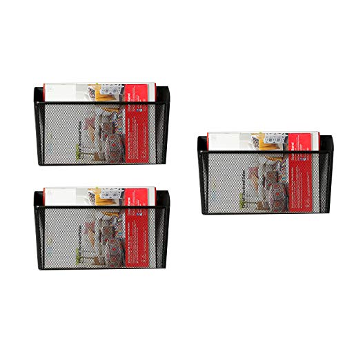 DESIGNA Mesh Wall Mounted File Holder Letter Pocket Organizer Black, 3 Packs