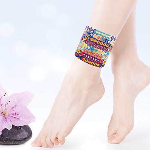 Mooerca Colorful Nepal Woven Friendship Bracelets, Braided Ankle Bracelets, Bracelets fit for Girls, Women, Kids, and Men - Adjustable - Mix Color Random, Pack of 16