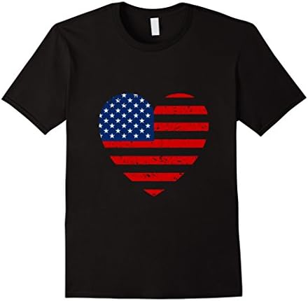 Mens 4TH Of July Heart - Red White And Blue Flag Heart 2XL Black