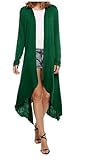Meaneor Women's Long Sleeve Waterfall Asymmetric Drape Open Long Maxi Cardigan,  XX-Large, Green