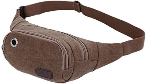 YZSKY Small Vintage Cotton Canvas Waist Bag Fanny Running Pack Bum Bag Belt Bag Running Bag Cycling Bag (Coffee)