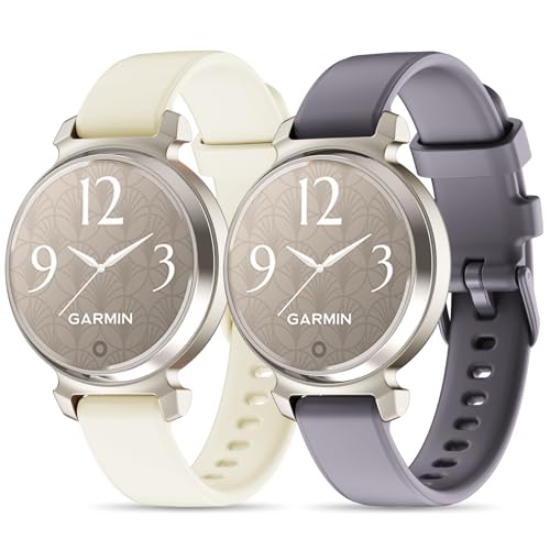 Wizvv Compatible with Garmin Lily 2 Silicone Band, 2 Pack Quick Release Soft Rubber Replacement Adjustable Sport Straps Compatible for Garmin Lily 2 Active/Classic Smart Watch Accessory for Women