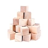 Unfinished Wood Blocks Cubes for Arts & Crafts Toy Projects, Mini Baby Size Puzzle Making Set (24 Pieces)
