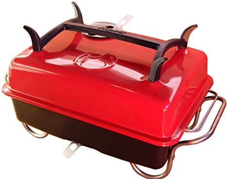 Raptor Grilling - Optimized Portable Charcoal Grill Smoker - Barbecue for Camping, Tailgating & Travel – Go Anywhere With This Tabletop Outdoor BBQ Cooker and Char-Grill, Broil, Smoke or Hibachi-RED