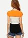 ROMWE Women's Color Block Tops Short Sleeve T-shirts Casual Tunic Tops Black L