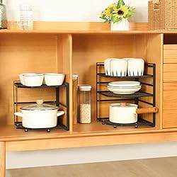 LUMAMU 2 Pack Stackable Corner Shelf Stand, Height