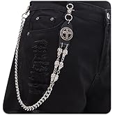 ANGLEQUEEN Punk Layered Pants Chain for Men Women Skull Wallet Chains Pearl Mango Jeans Chain Pocket Chains Gothic Key Chain for Pants