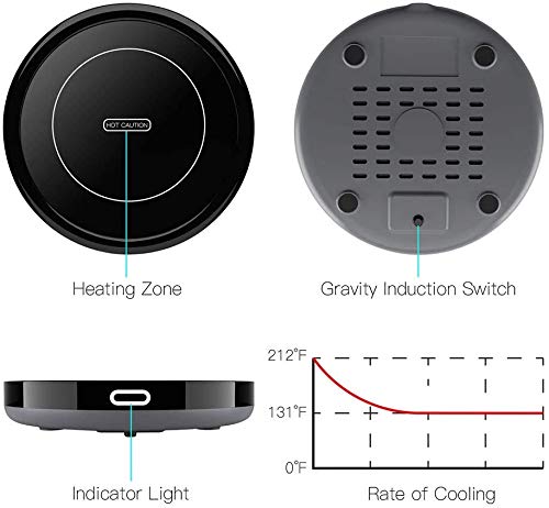 BESTINNKITS Smart Coffee Set Auto On/Off Gravity-induction Mug Office Desk Use, Candle Wax Cup Warmer Heating Plate (Up… - Image 3
