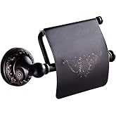 LSWYYP Antique Toilet Paper Holder with Cover,Brass Toilet Paper Holder Wall Mounted,Carving Design Toilet Tissue Holder for 