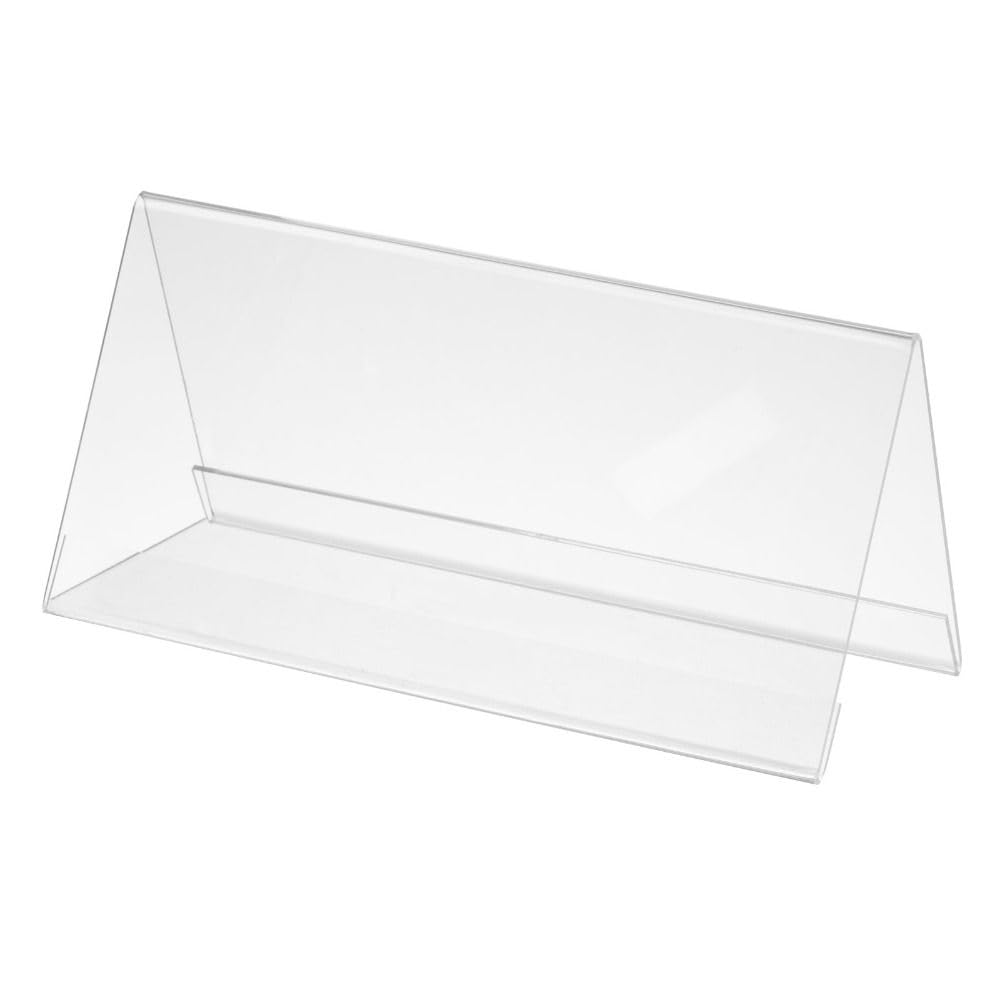 Risedot 12 Pack Acrylic Name Plates for Desks, Horizontal Slant Back Sign Holder, for Table Display