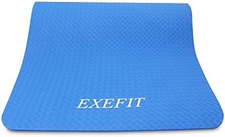 EXEFIT TPE Yoga Mat Eco Friendly Comfort Anti-tear High Density Antiseptic Avoid Sore Knees for Pilates Stretching and Toning Exercise with Carrying Strap