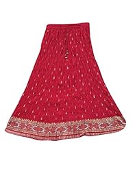 Mogul Womens Long Boho Ethnic Black Skirt Block Print Hippie Summer Skirt