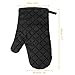 ETECHAMART Cotton Oven Mitts with Silicone Heat Resistant Quilted Microwave Gloves for Baking and Kitchen Thanksgiving Day One Pair (Black)