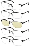 Eyecedar 5-Pack Reading Glasses Men Half-Frame