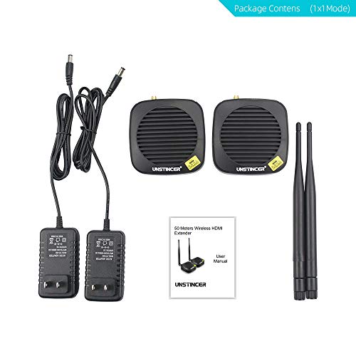 UNSTINCER Wireless HDMI Transmitter and Receiver for Projector/TV,Wireless HDMI Extender kit,Support Full HD 1080P/60Hz,Wireless HDMI Video Transmitter, Transmit Up to 165ft/50m, Plug and Play