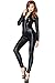 Leg Avenue Women's Wet Look Zipper Front Cat Suit, Black, X-Large